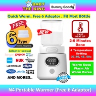 [ FREE HEGEN ADAPTOR & OTHER + CEPAT PANAS] Bunny Goody Portable Bottle Warmer - White ( 8800mAh)