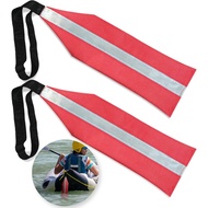 Anley (Pack of 2) Kayak Tow Red Safety Travel Flags with Reflective Strip - Warning Flag for Canoes,