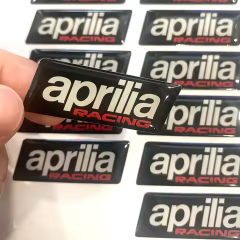 5PCs for Aprilia Racing Chrome 3D Domed Gel Sticker Badges for Aprilia RSV4 Tuono V4
