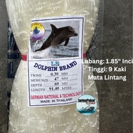 030MM X 47MM(1.85" Inci) X 60Md X 91.4Mtr Pukat Jaring Ikan / Mata Lintang / Isi Kosong / Warna Puti
