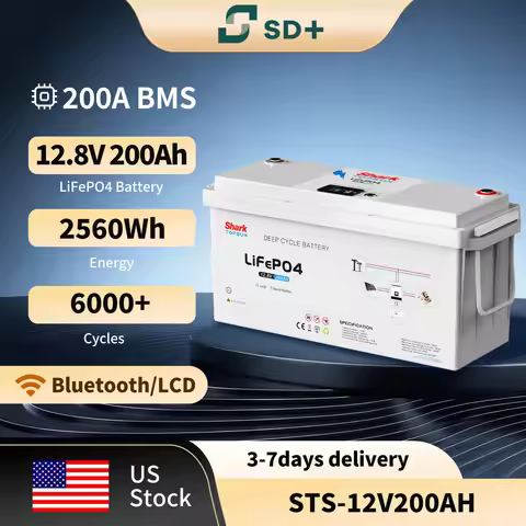 SANDISOLAR 12V 200Ah LifePo4 Battery 6000+ Cycles 2560Wh BMS 200Ah US Warehouse For Solar Energy Sto