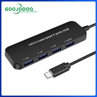 GOOJODOQ【5-In-1】 Ultra-Thin High-speed USB 3.0 HUB Power Strip 4-Port Adapter Desktop Indicator Ligh