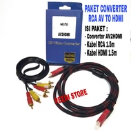 AV2HDMI Converter adapter Av to Hdmi / Rca To HDMI / Adapter Mini Box AV2HDMI with audio paket lengk