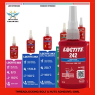 BOLT NUT SIZE M6 TO M20 242 LOCTITE thread lock glue diy wire rim custom seal anti rust screw bodyki
