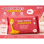 Excue Baby Wipes 80pcs Thick Soft Wet Tissue Sensitive Skin Baby Wet Wipes Travel Pack Moisturizing 