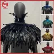 Yirepny Feather Shrug Shawl Shoulder Wrap Cape Soft Adjustable Retro Gothic Collar Cosplay Party Bod