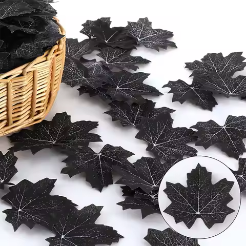 8cm/10cm Artificial Maple Leafs Autumn Wall Hanging Black Plants Fake Maple Leaves Silk for Home Hal