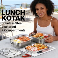 Anti-Spill Lunch Box, 2-Tier Lunch Box, Stainless Steel SUS 304 Lunch Box