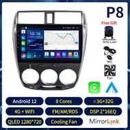 Acodo 2din 10นิ้วAndroid12 Headunitเครื่องเล่นมัลติมีเดียสำหรับHonda City 2008-2014 8Cores CarplayและAndroid AutoรถวิทยุIPS Touchหน้าจอแยกVideo Out AM FM RDSวิทยุนำทางGPSสเตอริโอสนับสนุนระบบควบคุมพวงมาลัยพัดลมระบายความร้อนDSPวิทยุสเตอริโอ