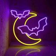 Halloween Decorations Neon Signs Moon Bat Light Up Halloween Party USB Powerd Gothic Neon Lamp for Festival Wall Decor Halloween