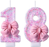 18th Birthday Candles, Pink 18 Year Old Number Birthday Candles, Happy Birthday Party Cake Topper De