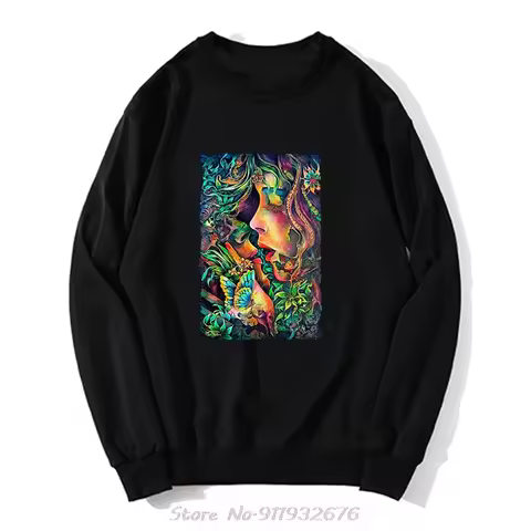 Hoodie Trippy Psychedelic Art Watercolor Girls Kiss LSD MDMA Acid Albert Hofmann Dmt Swag Hipster Sw