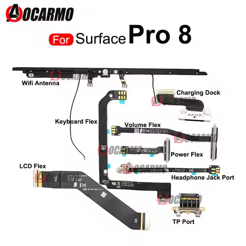 For Microsoft Surface Pro8 Pro 8 Keyboard Flex Wifi Antenna Headphone Jack Charging Dock TP Port Pow