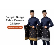 Sampin Bunga Tabur Dewasa 2 Meter | SAMPIN INSTANT Siap Pakai | Songket Hitam Gold & Silver Premium