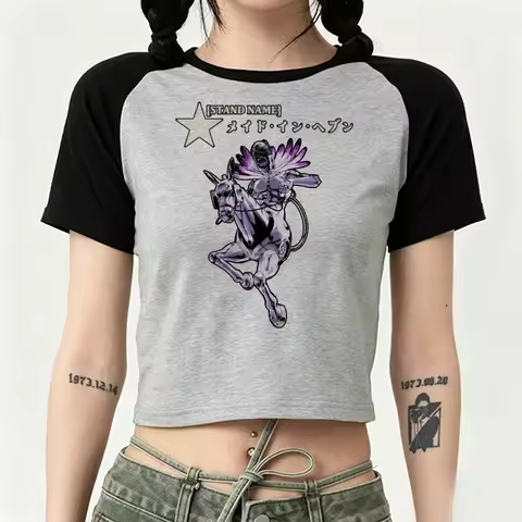 Jojo’s Bizarre Adventure crop top ladies graphic gothic meme kawaii streetwear tshirt funny japanese