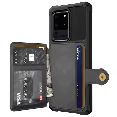 for Samsung Galaxy S20 Ultra S10 S9 Plus S10e Credit Card Case PU Leather Flip Wallet Cover with Pho