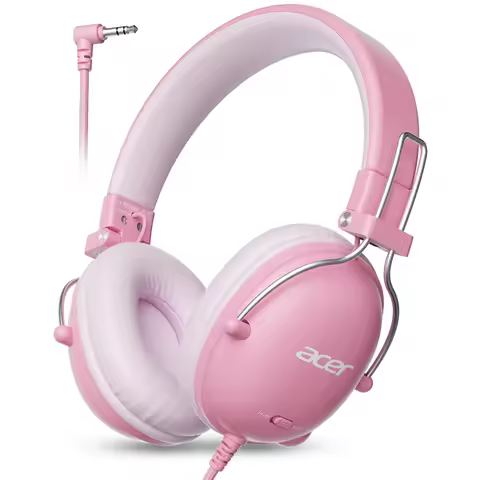 Acer Kids Headphones with Cord 3.5mm Jack Stereo Wired On-Ear Headphones 74/85dB Safe Volume Kids He