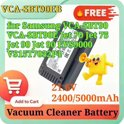 VCA-SBT90EB 21.6V 2400/5000mAh High Capacity Li-ion Replacement Battery for Samsung JET70 JET90 JET9