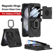 LUKEN Magnetic Hinge Armor Holder Case For g Samsung Galaxy Z Flip 5 Magnetic Flip Back Screen Glass