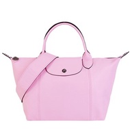 LONGCHAMP Le Pliage Cuir 羊皮寬背帶短把水餃包(小-粉)