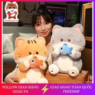 Gấu bông mèo ôm cá, quà tặng thú nhồi bông mèo cao cấp