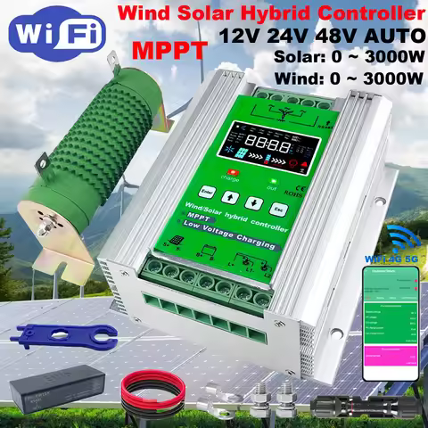 MARS 12 24V 48V wifi MPPT hybrid Charge Controller 3000W 4000w 5kw Solar Panel Wind Generator Regula