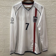 England Jersey Retro 2002 Japan And South Korea World Cup Team Uniform 7 Beckham Owen Long Sleeve Fo