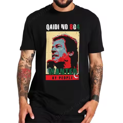 Retro Imran Khan Qaidi No 804 T Shirt PTI Partei Pakistan Fans Vintage Graphic T-shirts EU Size Cott