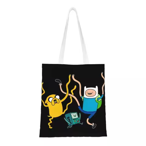 Finn Jake BMO Party Tote Bags Women Handbag Canvas Student adventure time Shoulder Bag Reusable Shop