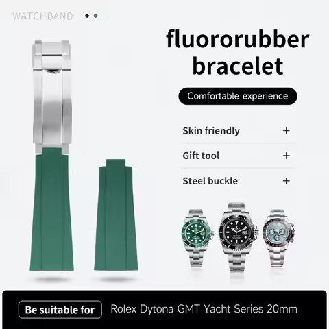 New Quality FKM Fluororubber 20mm Wristband For Rolex Strap For 40mm Submariner Yacht Master GMT Day