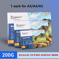 Rex TT Giorgione A3/A4/A5 Premium Acrylic Pad 20 Sheets Painting & Drawing Pad with Thick 200G Paper