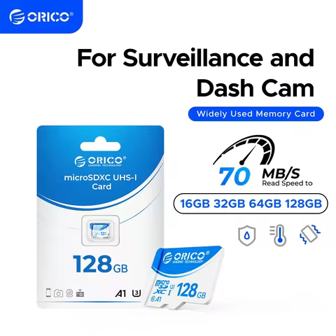 ORICO T3 128GB microSDXC UHS-I Memory Card, 70MB/s Read, 60MB/s Write, 4K UHD Recoding, U3, Class10,