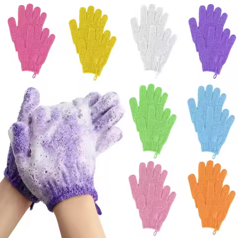 1/2/3/4Pairs Five Fingers Bath Gloves Household Shower Scrub Body Wash Children Home Supply Elastic 