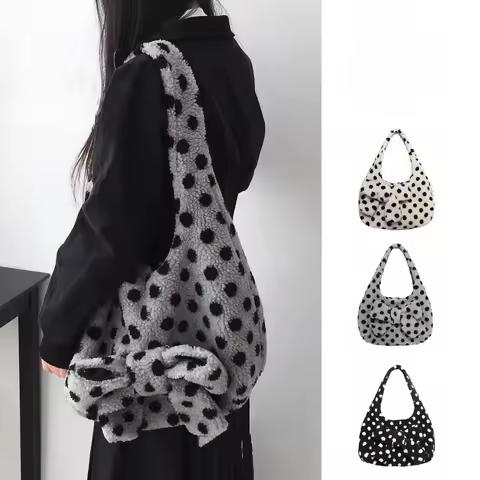2025 Autumn Winter Polka Dot Plu Large Capaci Single oulder Bag Women's Faionable Commuter Tote Bag 