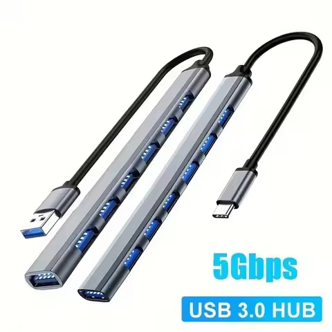 7 In 1 USB C Extender Adapter Hub With 7 Ports Aluminum Alloy USB 2.0 Hub Adapter Type C Splitter Ex