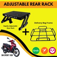 [READY STOCK] SYM SM SPORT 110R RAPIDO ADJUSTABLE REAR RACK WITH DELIVERY/COURIER RACK/TAPAK BELAKAN
