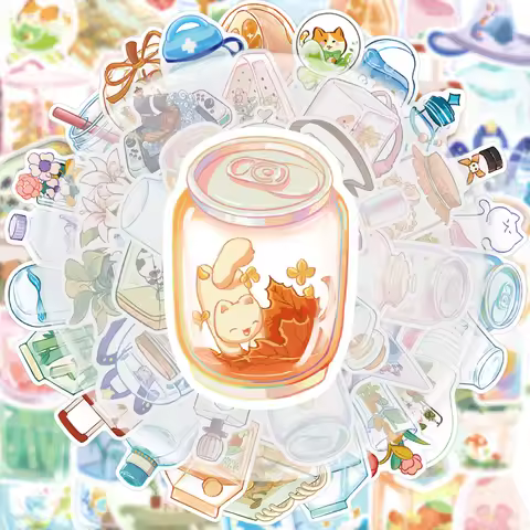 50 Transparent Object Stickers, Suitable for Decorating Water Bottles, Laptops, Cell Phones, Suitcas