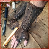 Medieval Steampunk Samura i Leather Bracer Long Gloves Gauntlet Viking Pirate Archer Cosplay Costume