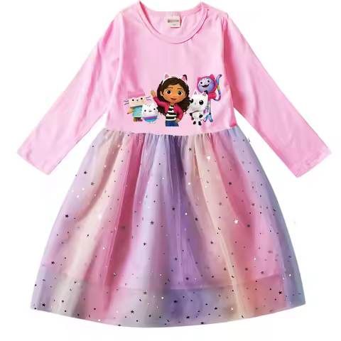 Gabbys Dolhouse Dress Kids Gaby Chat Clothes Baby Girls Long Sleeve Casual Dresses Wedding Party Seq