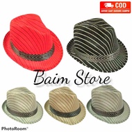 Fazz Fedora Hat with Striped/ Motif tompi Hat / cowboy Hat bruno mars Hat