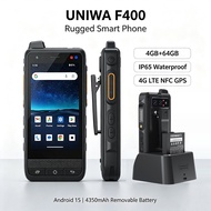 UNIWA F400 Rugged Smart Phone 4.0" IPS Screen 4GB+64GB Android 15 IP65 Waterproof 4G LTE Dual SIM NF