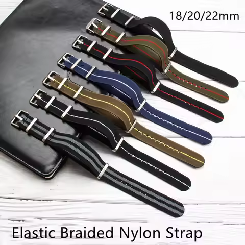 18/20/22mm Elastic Woven NATO Watch Strap Nylon Universal Wristband Breathable Comfortable Watchband