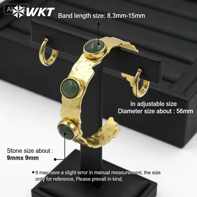 WT-B633 WKT 2023 Retro Style Natual Gemstone Bangle Lady Retro Gold-Plate Exquisite Bracelets Access