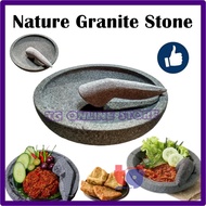 (Original Stone) Cobek Batu & Ulekan Sambal / Lesung Gesek / Lesung Batu / Mortar and pestle