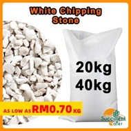 (20kg / 40kg) White Chipping Stone Batu Hiasan Putih River Pebble Stone Gardening Landscape Decorati