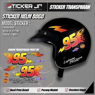 Universal Transparent Bogo Helmet Decal Sticker Striping with Lightning McQueen Motif Helmet Sticker