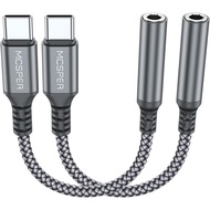 2-Pek USB Jenis C hingga 3.5mm Penyesuai Wanita, USB C ke Aux Audio Dongle Kabel Kord Fon Kepala Bic