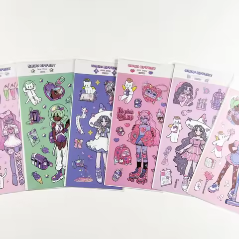 Korean Soup Sweet Cool Cute Cartoon Girl Character Stickers Hand Account Phone Case Planner Diary Sc