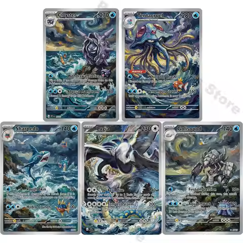 Pokemon Cards PTCG Oil Painting Style Cloyster Tentacruel Sharpedo Lugia Golisopod Collection Cards 