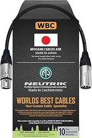 WORLDS BEST CABLES 2 Foot - Balanced Microphone Cable Custom Made Using Mogami 2549 (Black) Wire and Neutrik NC3MXX &amp; NC3FXX Silver XLR Plugs